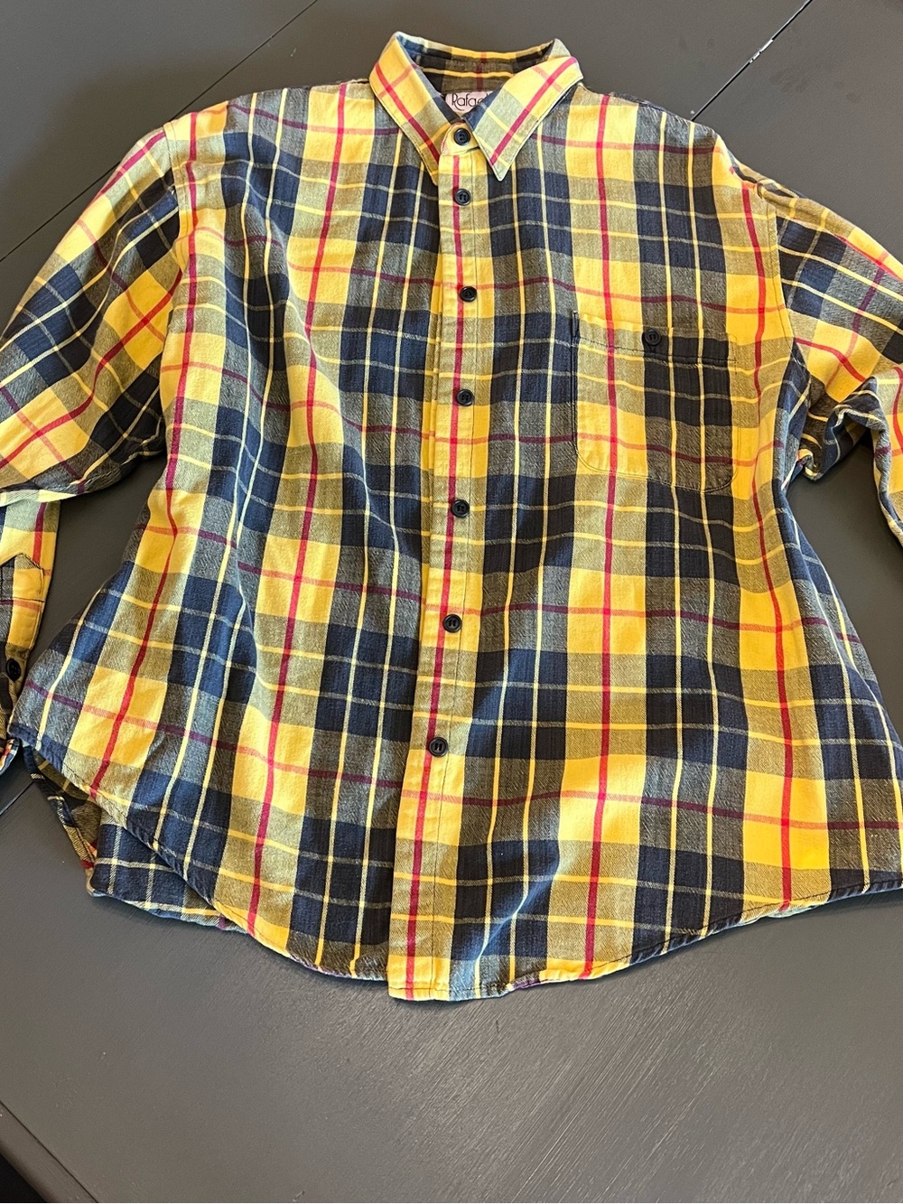Rafaella Yellow, Navy & Red Plaid Shirt